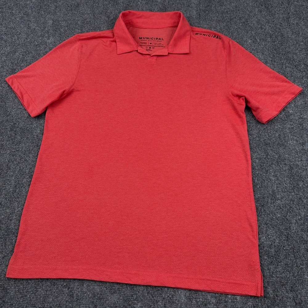 Municipal Sport Utility Polo Shirt Mens Medium Coral Performance Stretch Golf